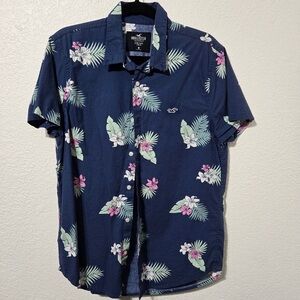 Hollister Men's Navy Floral Shirt